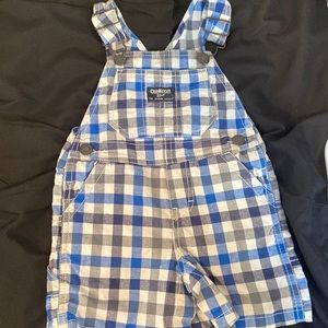 12 months Plaid blue overalls